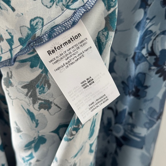 REFORMATION NWT Parma Floral Blue Silk Dress XS - Picture 8 of 8